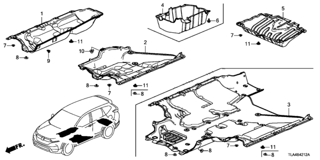 2017 Honda CR-V Cover Assy., L. Middle Floor (Lower) Diagram for 74613-TLA-A00