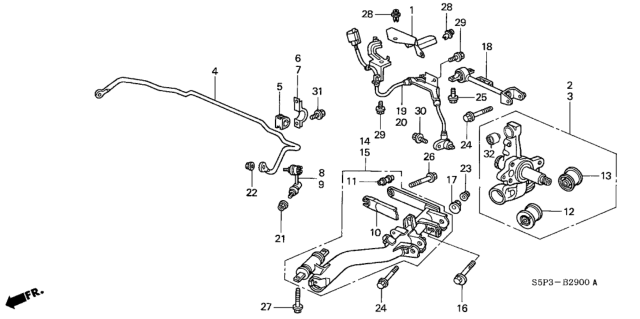 2002 Honda Civic Link, Left Rear Stabilizer Diagram for 52321-S5A-013