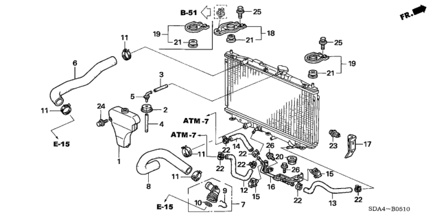 2003 Honda Accord Hose (345MM) (ATf) Diagram for 25213-RAA-006