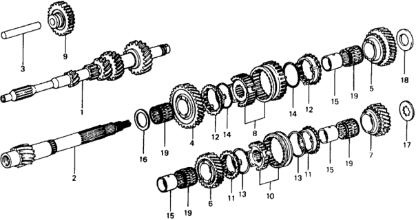 1976 Honda Civic MT Transmission Gears Diagram