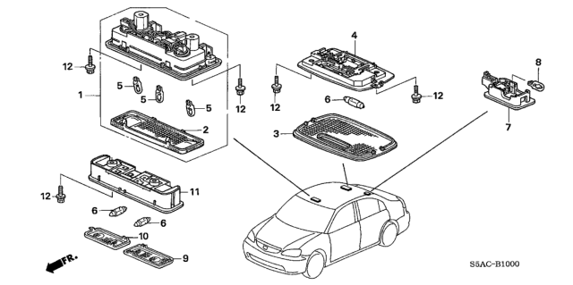 2005 Honda Civic Light Assembly, Front Interior (Ivory) Diagram for 34250-SZ3-003ZL