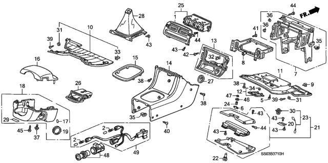 1992 Honda Prelude Ashtray Assembly, Front (Black) Diagram for 77710-SS0-003ZA