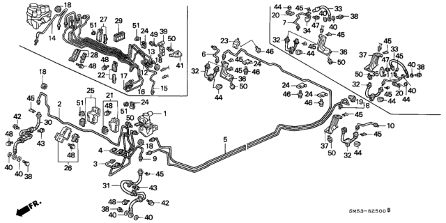 1993 Honda Accord Pipe E, R. Brake Diagram for 46331-SM5-951