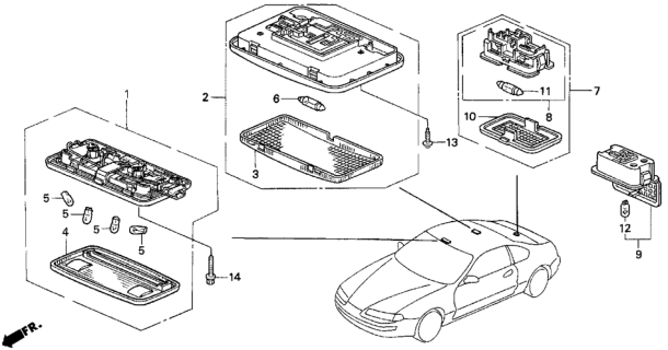 1995 Honda Prelude Light Assembly, Front Interior (Smooth Beige) Diagram for 34250-SS0-J01ZB