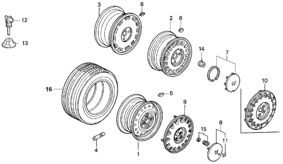 1993 Honda Accord Trim, Wheel (15") *NH95Mz* (Sankei) (BLADE SILVER METALLIC-Z) Diagram for 44733-SM4-A12
