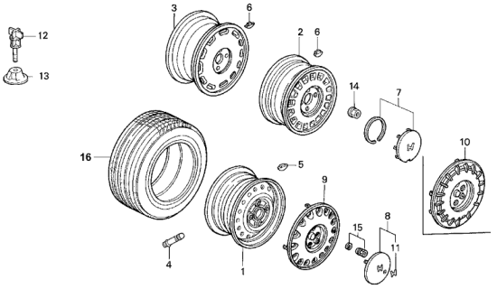 1993 Honda Accord Tire (P195/60R15) (87H) (M+S) (Goodyear) Diagram for 42751-GYR-025