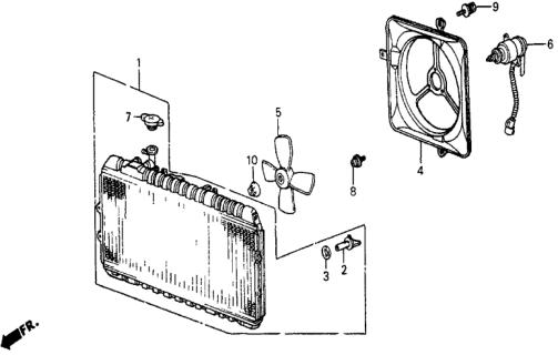 1987 Honda Civic 5 Door 4WD KA 5MT Radiator (Denso) Diagram
