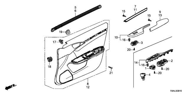 2020 Honda Civic Lining, R. FR. Door Assy. (Lower) (Typez) Diagram for 83502-TBA-A11ZD