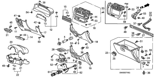 1996 Honda Civic Frame, Glove Box Diagram for 77551-S04-G01