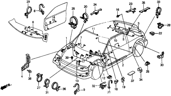 1989 Honda Civic Wire Harness, Cabin Diagram for 32100-SH3-A30