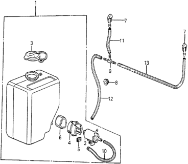 1982 Honda Accord Washer, Windshield Diagram for 38510-SA5-013