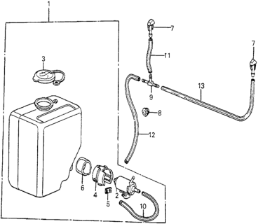 1982 Honda Accord Nozzle, Windshield Washer Diagram for 38540-SA6-013