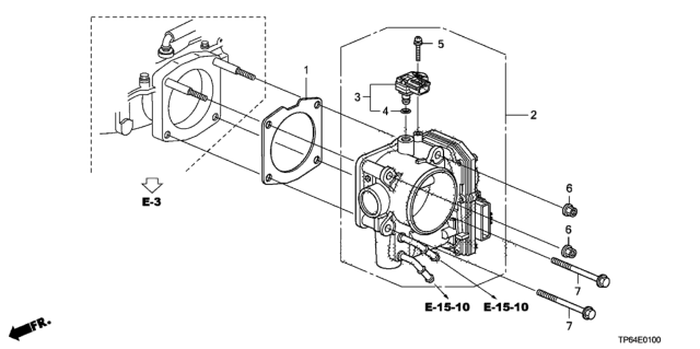 2010 Honda Crosstour 5 Door EXL (4WD) KA 5AT Throttle Body (V6) Diagram
