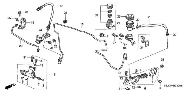 2001 Honda Civic Pipe B, Clutch Diagram for 46970-S5A-013