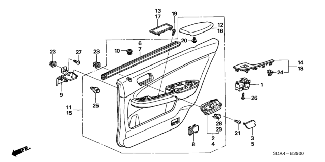 2004 Honda Accord Rear Door Lining Diagram