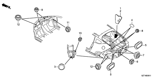 2011 Honda CR-Z Grommet (Rear) Diagram