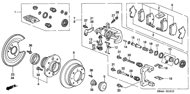 2002 Honda Accord Rear Brake (Disk) Diagram