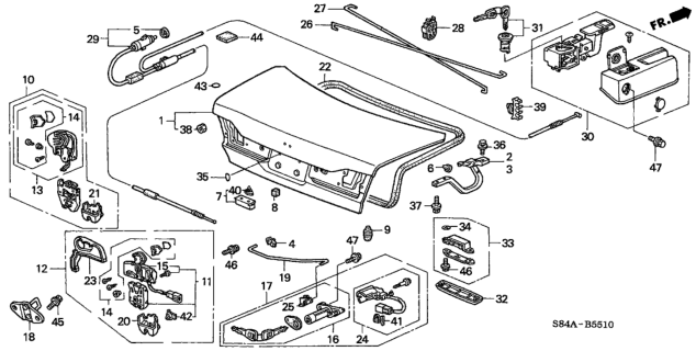 2002 Honda Accord Spring, R. Trunk Opener Diagram for 74871-S4K-A00ZZ