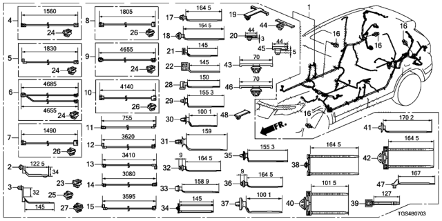 2020 Honda Passport FEEDER, ANTENNA Diagram for 39164-TGS-A51