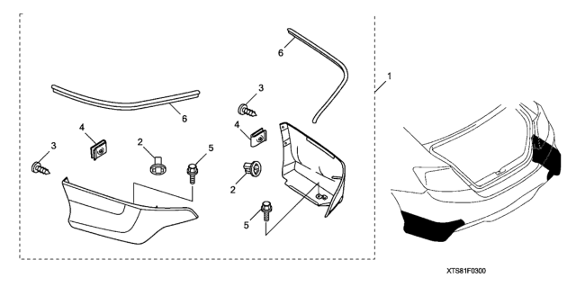 2012 Honda Civic 2 Door EX-L (NAVIGATION) KA 5AT Rear Under Spoiler Diagram