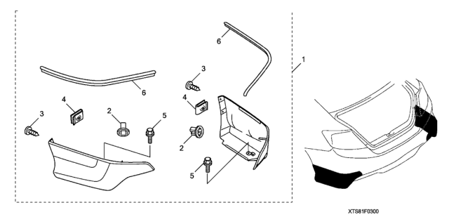 2012 Honda Civic Rear Undr Spoiler (Dyno Blue Pearl Iv) Diagram for 08F03-TS8-190