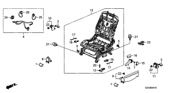 2014 Honda Pilot Front Seat Components (Driver Side) Diagram