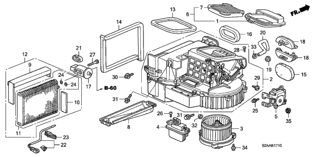 2009 Honda S2000 2 Door CR (WITH AC) KA 6MT Heater Blower Diagram