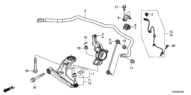 2020 Honda Fit Knuckle, Right Front Diagram for 51211-T5R-A02