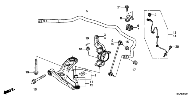 2020 Honda Fit Knuckle, Left Front Diagram for 51216-T5R-A02