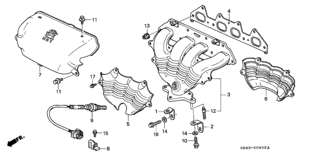 2001 Honda Accord Manifold, Exhuast Diagram for 18100-PAA-L31