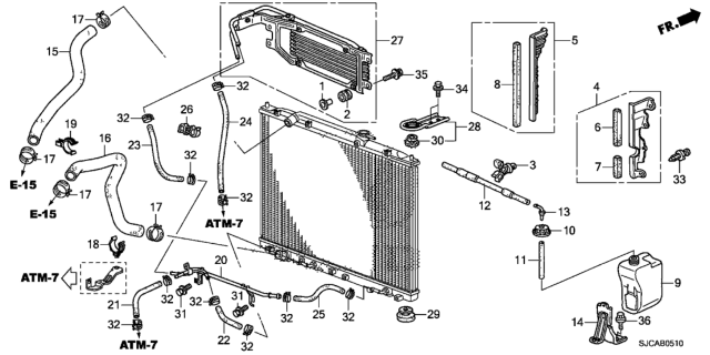 2014 Honda Ridgeline 4 Door RTS KA 5AT Radiator Hose Diagram