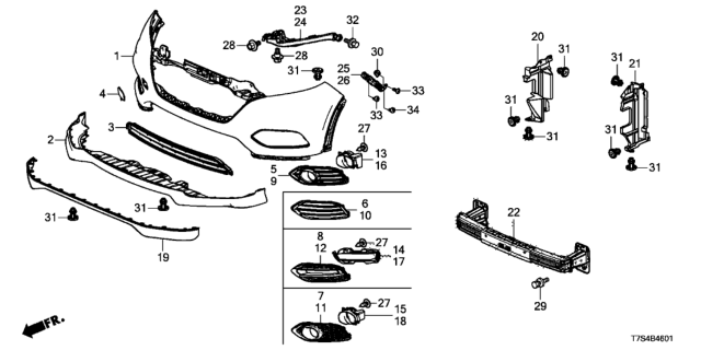 2019 Honda HR-V GARNISH, L. FR. FOGLIGHT Diagram for 71106-T8N-T50