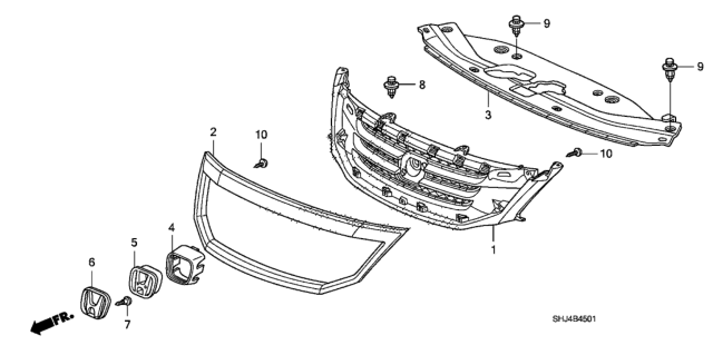 2008 Honda Odyssey Front Grille Diagram