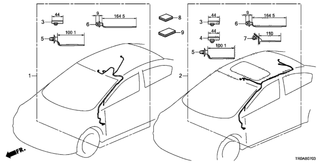 2013 Honda Civic Wire, Sunroof Diagram for 32156-TR0-A01