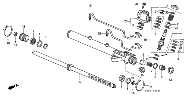 1997 Honda Prelude Seal Set, Power Steering Valve Diagram for 06534-ST0-010