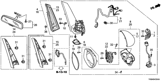 2014 Honda Odyssey Actuator, Driver Side Diagram for 76260-SJA-A01