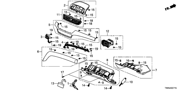 2018 Honda Accord Hybrid Garnish Assy., Center Instrument Middle *NH1060L* (GUNMETAL) Diagram for 77248-TVA-A01ZA