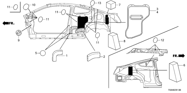 2015 Honda Civic Seal, L. Quarter Hole Diagram for 74554-TS8-A01