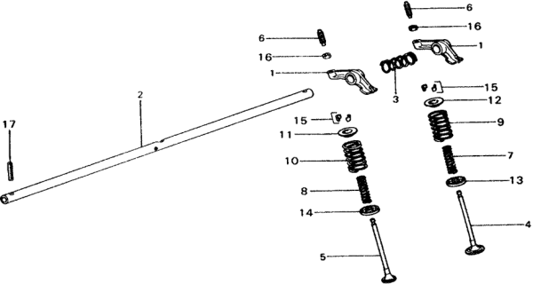 1977 Honda Civic Valve, Exhuast Diagram for 14721-657-672