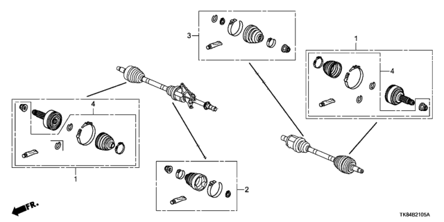 2012 Honda Odyssey 5 Door LX KA 5AT Front Driveshaft Set Short Parts Diagram