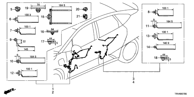 2018 Honda Clarity Electric Wire Harn Door Door Diagram for 32751-TRV-A00