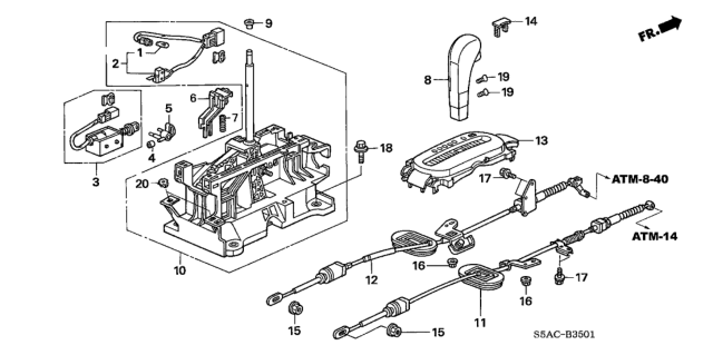 2005 Honda Civic Knob, Select Lever *NH509L* (FINE SILVER METALLIC) Diagram for 54130-S5A-953ZC