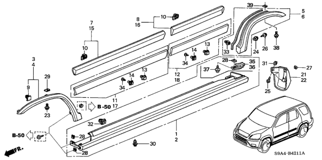 2004 Honda CR-V Protector - Side Sill Garnish Diagram