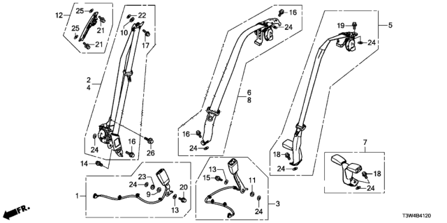 2014 Honda Accord Hybrid Seat Belts Diagram