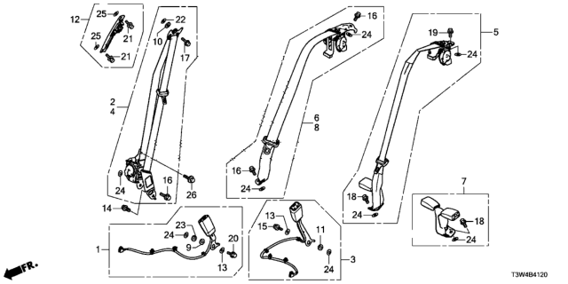 2014 Honda Accord Hybrid Buckle Se*YR436L* Diagram for 04813-T2F-A70ZD