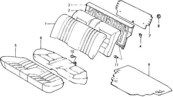 1989 Honda Civic 4 Door DX KA 5MT Rear Seat Diagram