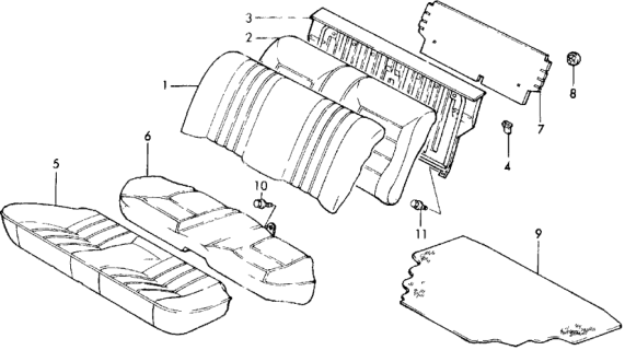 1988 Honda Civic Pad, RR. Molding Back Diagram for 82121-SH4-P01