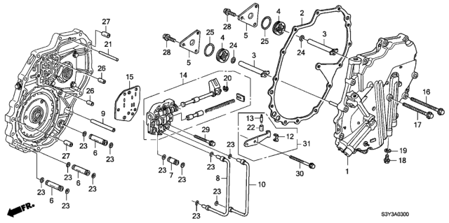 2001 Honda Insight Body Assy., Manual Valve Diagram for 27400-PHT-000