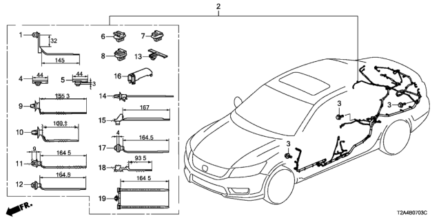 2013 Honda Accord Wire Harness, L. Side Diagram for 32160-T2A-A40