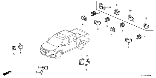 2021 Honda Ridgeline SENSOR ASSY- *NH533* Diagram for 39680-T6Z-A21ZA